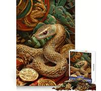 Year of Snake Jigsaw 1000 Pieces for Teenagers Cognitive Boost Slow Leisure Tight Lock Thoughtful Xmas (38x52cm)