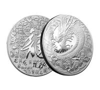 Year of the Dragon Coin,Double Sided Chinese Year of Dragon 2024 | of Gold Silver Coin, Commemorative Badge Collection for Good Luck