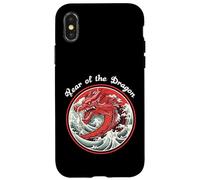 Year of the Dragon Red Dragon Rising from Waves Case for iPhone X/XS