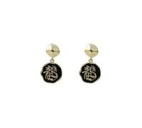 Year Of The Earrings Personality Red Oil Drop Festive Female Pin (Black, One Size)