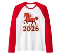 Year of The Fire Horse 2026 Chinese Zodiac Rearing Horse Raglan Baseball Tee