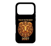 Year of the Fire Sheep 2027 Ornate Golden Zodiac Mandala Case for iPhone 17 Pro
