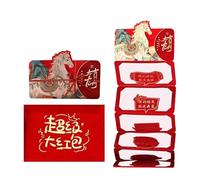 Year of the Horse 2026 Folding Red Envelope - Creative Cartoon Good New Year Gift Red Envelope, Spring Festival Chinese Style Design Long Tail | Suitable for Celebrations