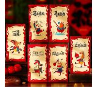 Year Of The Horse 2026 Red Envelope Set 6PCS Chinese New Year Lucky Money Envelopes Cardboard with Gold Foil Design for Prosperity Gifts Festival Celebration Cultural Tradition(24pcs)