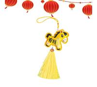 Year of the Horse Ornament, Imitation Embroidery Festive Decoration, Lunar New Year Purse Charm, for Staircase Wall Garden Backyard Living Room Study Bedroom Trucks Wallets Backpacks