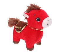 Year Of The Horse Plush - 10 Inch 2026 Mascot, Soft Velvet Lucky Red Chinese Animal, Festive Souvenir Figurine Decor Prop, Lunar Spring Festival Bedding Accent For Kids Adults Party Gift
