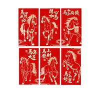 Year of the Horse Red Envelopes, Lot of 6 Money Envelopes Holiday, Year of the Horse Money, For Family Friends Relatives Colleagues Grandparents Parents Young Children