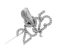 Year of The Snake Charm Stick Pins Stage Lamp Decoration Prop Wand Pendant Rhinestone Brooch Steamed Bun Basket Decorate Cute Silver Rhinestones