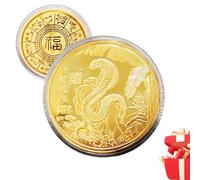 Year of the Snake Coin - Delicate Good Luck Challenge Coin, Elegant Commemorative for Prosperity and Fortune, Collectible Gift for Friends and Family Gold Tone
