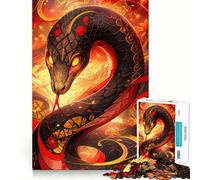 Year of The Snake - Fiery Serpent Jigsaw Puzzle 1000 Logic Thinking Play Expert Cutting Craftsmanship Quiet Time Mind Exercise at Home (38x52cm)