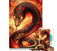 Year of The Snake - Fiery Serpent Puzzles for Adults 1000 Pieces Focus Boost Fun Uniform Size Precise Pieces Bonding Activity for Loved Ones (50x75cm)