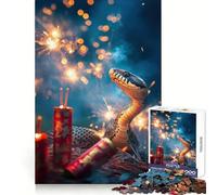 Year of The Snake - Lunar Fireworks Celebration Jigsaw Puzzle for Teenagers 1000 Pieces Brain Teasing Pleasant Leisure Smooth Edges Ideal Xmas Gift (50x75cm)