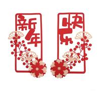 Year of the Snake Ornaments, 2025 New Year Decorations | Red Flocking Felt Couplets with 3D Hollow Design and Tassels for Spring Festival Door Wall Stickers Home Party Decor