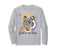 Year of the Tiger Chinese Zodiac Blue Tiger Detailed Art Long Sleeve T-Shirt