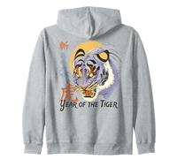 Year of the Tiger Chinese Zodiac Blue Tiger Detailed Art Zip Hoodie