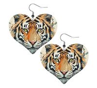 Year of the Tiger Face Leather Earrings for Women Heart Earring Lightweight Dangle Earrings Jewelry Gifts