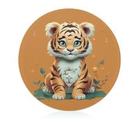 Year of The Tiger Funny Tiger Cutting Board Kitchen Counter Tempered Glass Cutting Board Portable Circle Butcher Block Sturdy Scratch Serving Boards for Travel Camping Home