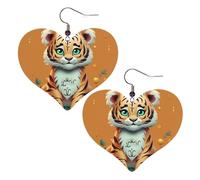 Year of the Tiger Funny Tiger Leather Earrings for Women Heart Earring Lightweight Dangle Earrings Jewelry Gifts