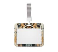 Year of The Tiger Tiger face ID Badge Holder with Lanyard ID Card Holders Waterproof Plastic Name Card Case Sliding ID Protector Pouch Name Tag Holders for Office Work Business