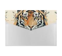 Year of The Tiger Tiger Face Plastic Envelopes Plastic Folders Poly Envelopes with Snap Closure Reusable File Bags for Home Work Office Supplies Organization Storage A4 Size