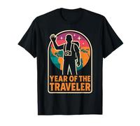 Year of The Traveler Retro Backpacker World Map T-Shirt