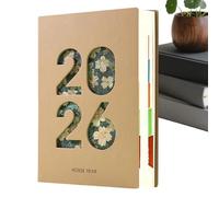 Year Planner 2026, A5 Diary Made of Faux Leather with Thick Paper and Tabs, Weekly and Monthly Overview for the Year 2026, for Academic Agenda Planning, Students, Teachers, Home Office, School