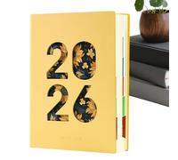 Year Planner 2026 - PU Leather Notebook, 365-Day Layout with Tabs, Thick 80G Writing Paper, Soft Agenda Book, A5 Format , Practical Time Management Tool | For Agreement E