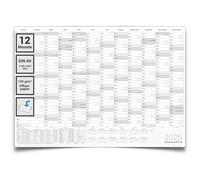 Year Planner 2026 XXL Wall Calendar DIN A0 - 12 Months at a Glance, Grey 84 x 118 cm, Large Wall Planner Folded, Annual Calendar on 135 g Paper in German Language - Kalenderoutlet