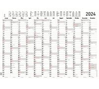 Year Planner XL 2024 - Poster Calendar 98.6 x 73.5 cm - Holiday Overview - Work Day Counting - Alpha Edition