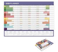 Year Wall Calendar Planner 2026, Large Monthly Yearly Academic Wall Planner, 74.2 x 52.5cm Paper Annual Chart from Jan to Dec 2026 with Stickers to View Calendar Home Office Work Runs Plan, Navy Blue