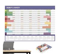 Yearly Calendar - 2026 Monthly Wall Calendar, Year Planner, Full Year Planning Board, Planning Organizer Management Poster, Reusable Design in