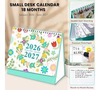 Yearly Desk Calendar - 2026-2027 18-Month Spiral Bound Desktop Decor | Offices Desk Calendar - For Work Study Daily School Holiday Travel Christmas Bedroom Nursery Dormitory Apartment