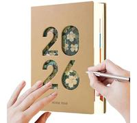 Yearly Planner 2026 - PU Leather Notebook, 365-Day Layout With Tabs, Thick Writing Paper, Soft Agenda Book, A5 Size Organizer, Practical Time Management Tool | For Schedule Academic Appointment
