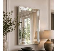 Yearn Contemporary Bevelled Glass Rectangular Wall Mirror, Champagne