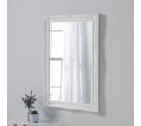 Yearn French Style Carved Mirror White 90X65Cm