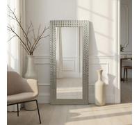 Yearn Hammered Tall Silver Framed Bevelled Mirror