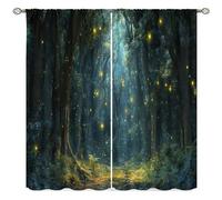 Yearn Jear Fantasy Nature Curtains, Enchanted Forest Green Trees Theme Curtain, Magic Dreamland Fairy Landscape Pattern Window Treatments for Bedroom Living Room, 42x45 in Decor