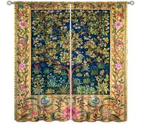 Yearn Jear William Morris Botanical Windows Curtains,Tree of Life Original Design Floral Patterns Vintage Floral Patterns Curtains for Living Room Bedroom 42x45in Decor