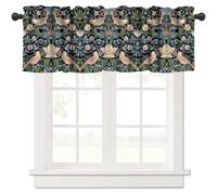 Yearn Jear William Morris Kitchen Curtain Valance,Retro Flower Strawberry Thief Floral Printed Small Window Treatments for Kitchen Living Room Bathroom Cafe Decor 54x18 in, 1 Panel