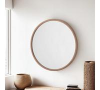 Yearn Mirrors Beaufort Solid Oak Round Wall Mirror 90Cm, Clear