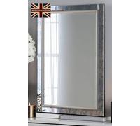 Yearn Mirrors Antique Mottled Lunar Wall Mirror Bevelled In Metallic Silver Metallic Silver One Size