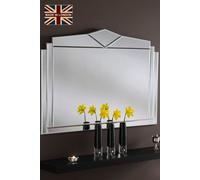 Yearn Mirrors Art Deco Overmantle Mirror Bevelled 109(w)x76cm(h) in Silver Yearn Mirrors Silver