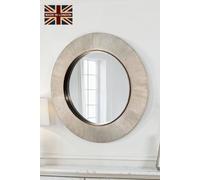 Yearn Mirrors Aubry Round Ribbed Silver Mirror In Metallic Silver Metallic Silver