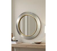 Yearn Mirrors Ava Brilliant Silver Round Bevelled Mirror Gold Trim In Metallic Silver Metallic Silver One Size
