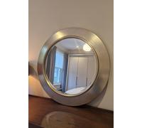 Yearn Mirrors Ava Metallic Silver Round Bevelled Mirror Gold Trim Metallic Silver
