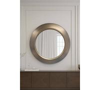 Yearn Mirrors Ava Pewter Round Bevelled Mirror Gold Trim in Metallic Gold Yearn Mirrors Metallic Gold