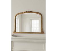 Yearn Beaded Arched Overmantel Wall Mirror Bevelled Gold