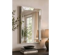Yearn Contemporary Bevelled Glass Rectangular Wall Mirror, Champagne