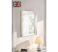 Yearn Contemporary Bevelled Glass Rectangular Wall Mirror, Champagne