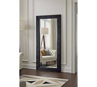 Yearn Mirrors Carved Framed Bevelled Full Length Mirror Black 169X77Cm Black
